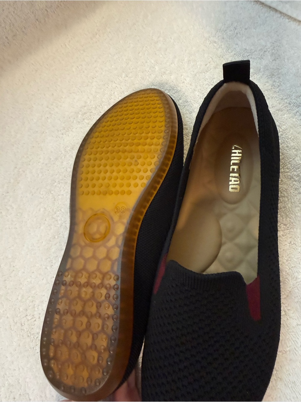 Black Knit Slip-On Loafer with Burgundy Accent bundle shoes for deeper discount - Picture 5 of 12